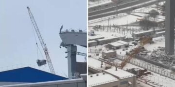 ЧП в России: в Подмосковье подъёмный кран рухнул на котельную