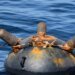В российском Сочи отдыхающие выволокли на пляж морскую мину. ВИДЕО