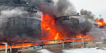 В Воронежской области после атаки дронов загорелась нефтебаза