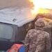 Беспредел в Вышгороде: мужчины в военной форме пытались выкурить водителя из машины горящим газом. ВИДЕО