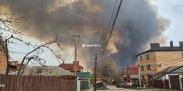 Масштабный пожар в Ростовской области: дым виден из Батайска и Ростова. ФОТО