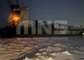 Взорвался грузовой корабль возле Санкт-Петербурга, вспыхнул пожар