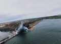 Атака рф дамби Печенізького водосховища під час водопілля – з'явилось відео удару