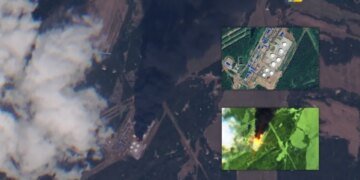 В российской Перми горят резервуары с топливом: появились спутниковые снимки